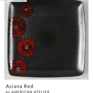American Atelier Asiana Red Floral Ceramic Plate